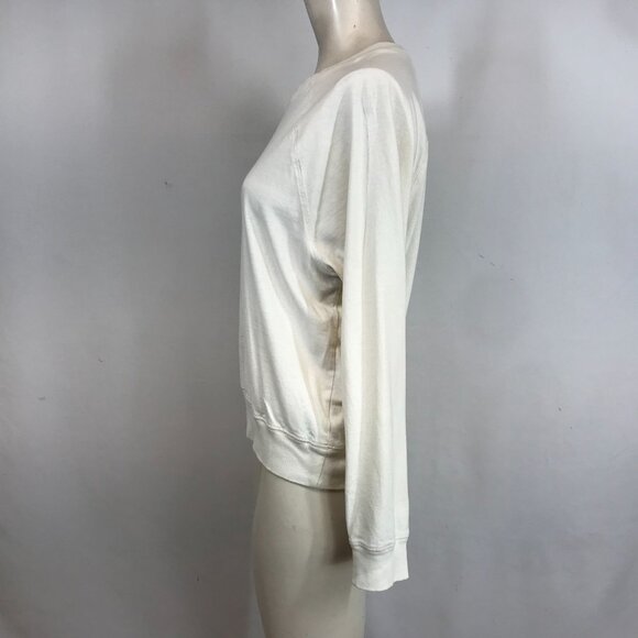 EVERLANE - WOMEN'S SMALL - OFF WHITE LONG SLEEVE CREW NECK ORGANIC COTTON TOP - Picture 6 of 8